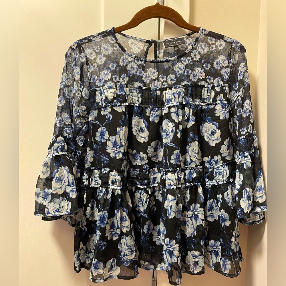 Bell sleeve sheer top